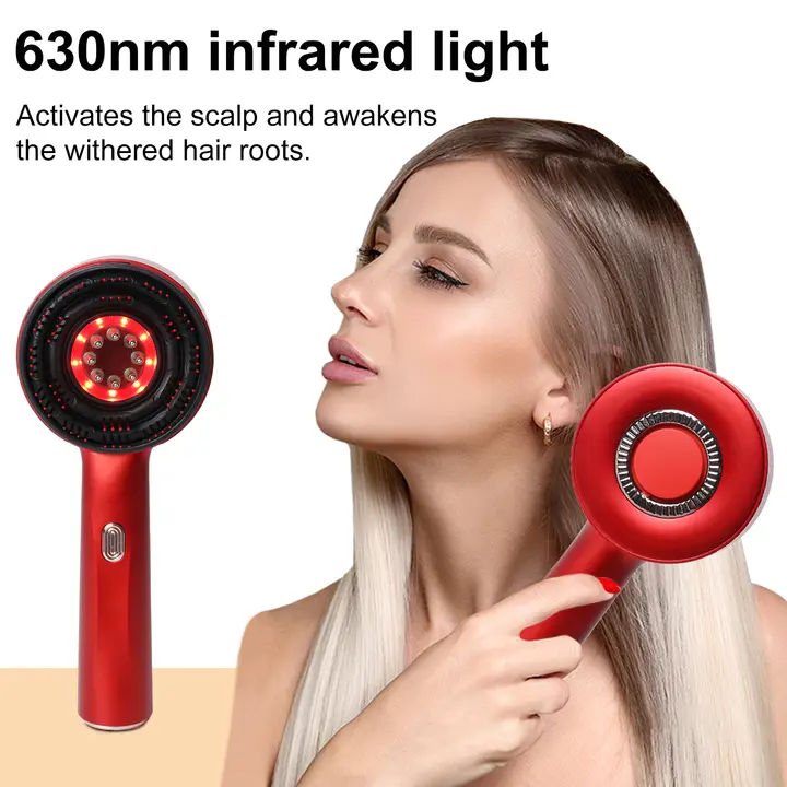 Red light therapy massage brush